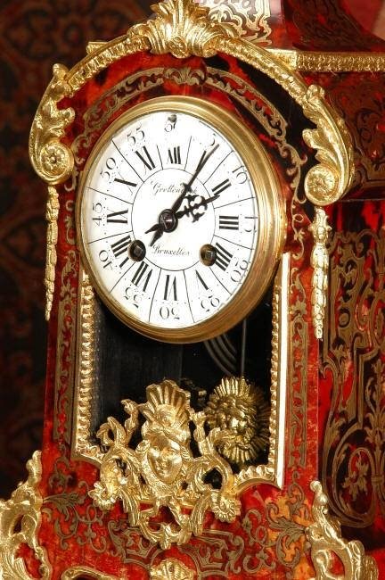 fig 1. Antique French Boulle Boudoir Clock by Samuel Marti, French - Circa 1900.